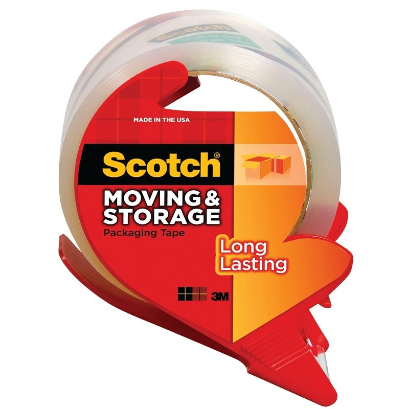 Scotch 3650-RD Series Packaging Tape, 54.6 yd L, Clear, 1.88 in W, 2.4 mil THK, Polypropylene Backing