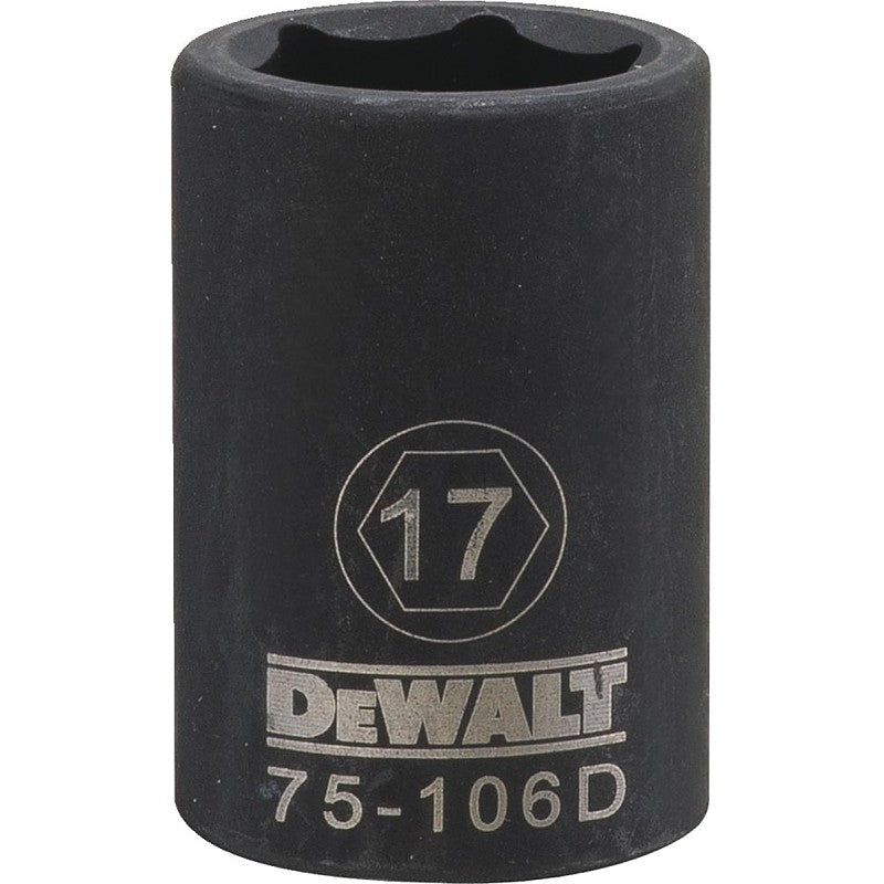 DEWALT DWMT75106OSP Deep Impact Socket, 17 mm Socket, 1/2 in Drive, 6-Point, Steel, Black Oxide