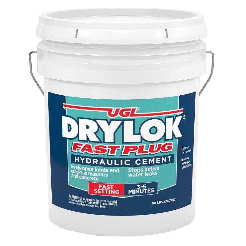 Drylok Fast Plug Series 00930 Hydraulic Cement, Gray, Powder, 50 lb