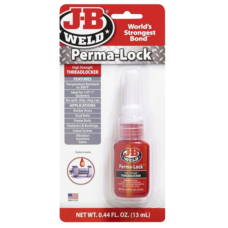 J-B Weld 27113 Threadlocker, Liquid, Mild Organic, Red, 13 mL, Bottle