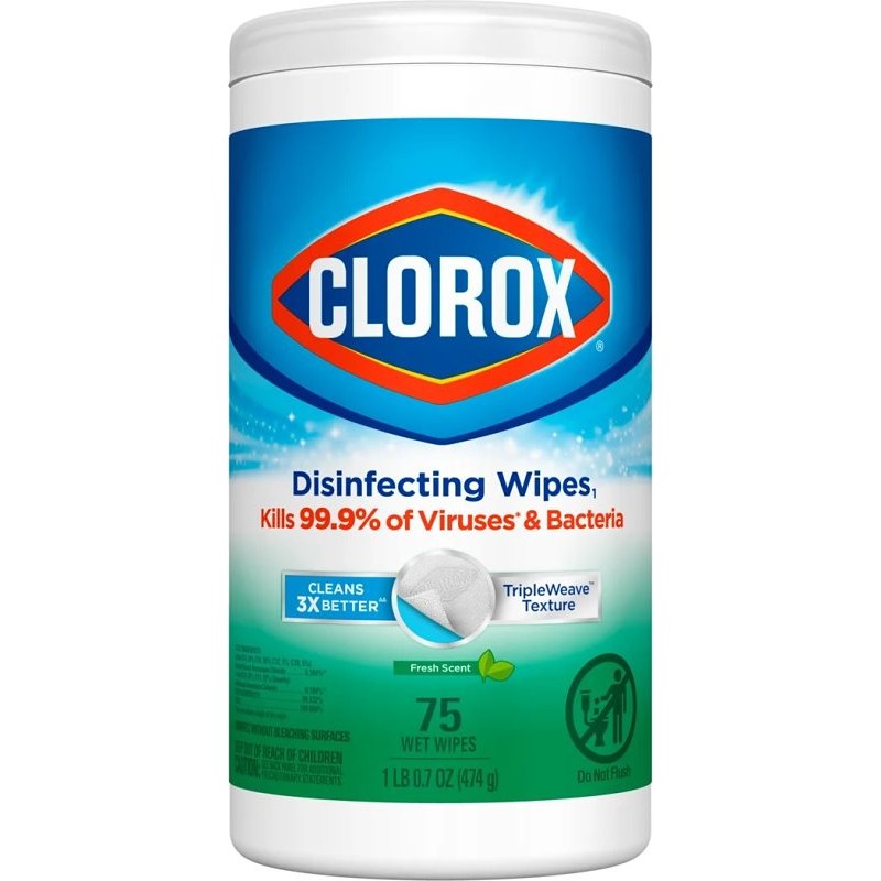 Clorox 01656 Disinfecting Wipes Can, Fresh Scent, White