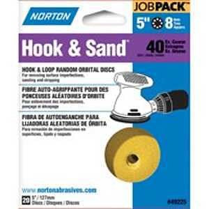 Norton 49225 Sanding Disc, 5 in Dia, Coated, P40 Grit, Extra Coarse, Paper Backing, Aluminum Oxide Abrasive
