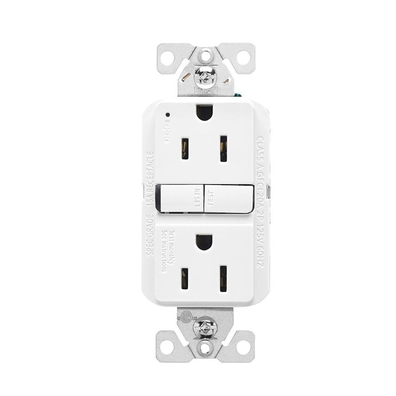 Eaton GF15W-BX-L Receptacle, 125 V, 15 A, NEMA: 5-15R, GFCI Socket, Back, Side Wiring, White (Pack of 10)