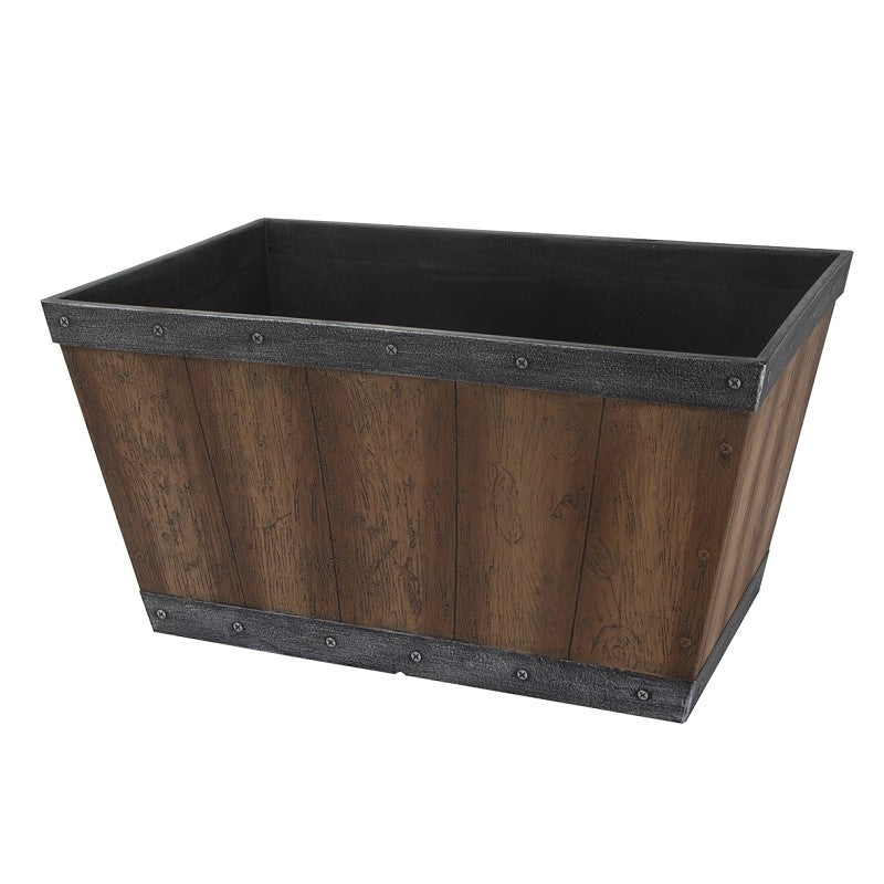 Landscapers Select S17060122-01-B Barn Planter, 12 in H, 24 in W, Rectangle, High-Density Resin, Brown, Brown (Pack of 6)