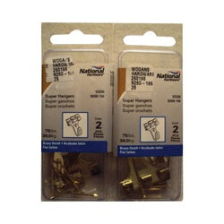 Super Hangers 75 Pound Rated Brass Finish Steel 2 Pack