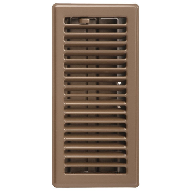 Imperial RG3297 Standard Floor Register, 7-3/4 in W Duct Opening, 3-3/4 in H Duct Opening, Steel, Brown