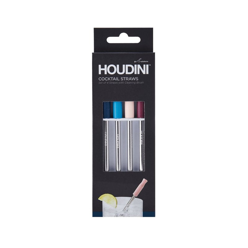 Houdini 5273271 Cocktail Straw, 5-1/2 in L, Silicone/Stainless Steel (Pack of 6)