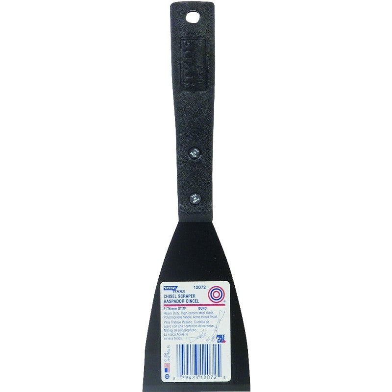 Hyde 12072 Paint Scraper, 3 in W Blade, Chisel Blade, HCS Blade, Polypropylene Handle, Contoured Handle, 10-3/4 in OAL