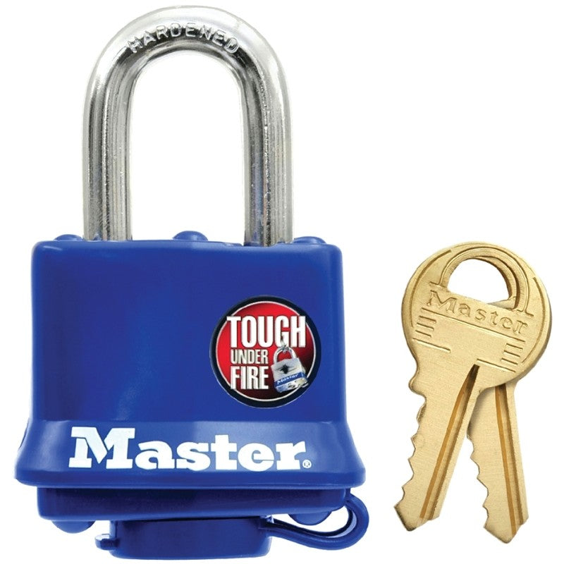 Master Lock 312D Padlock, 1-9/16 in W Body, Keyed Different Key, 9/32 in Dia Shackle, 1-1/16 in H Shackle, Steel Shackle