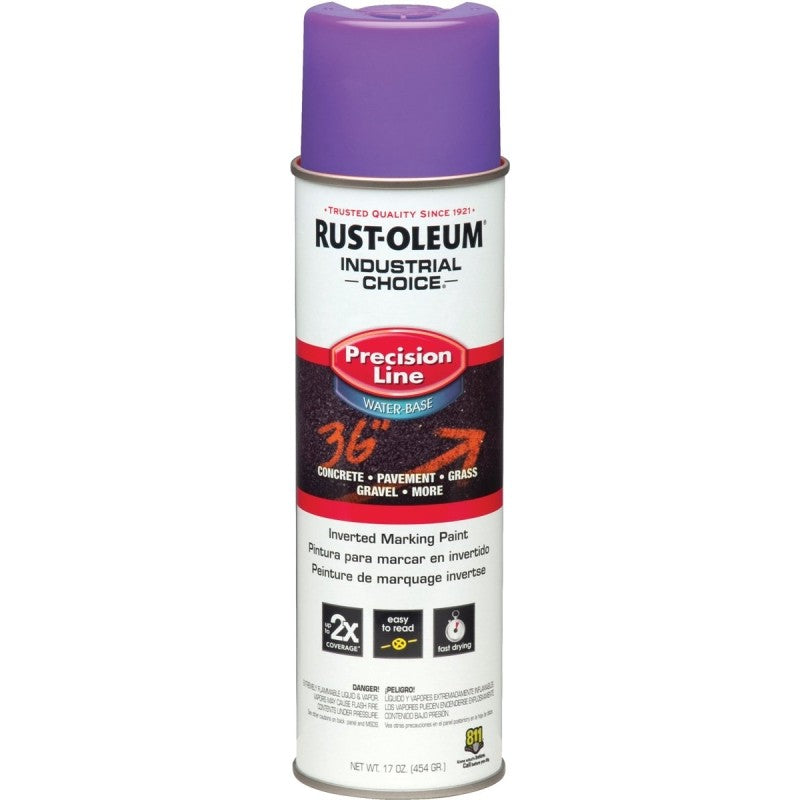 Rust-Oleum 1869838 Inverted Marking Spray Paint, Fluorescent Purple, 17 oz, Can