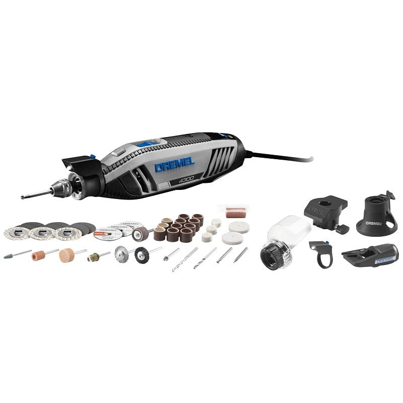 Dremel 4300-5/40 Rotary Tool Kit, 1.8 A, 1/32 to 1/8 in Chuck, Keyless Chuck, 5000 to 35,000 rpm Speed