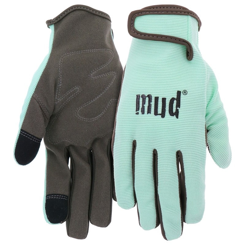 Mud MD51001MT-W-SM Gardening Gloves, Women's, S/M, Hook and Loop Cuff, Spandex/Synthetic Leather, Mint