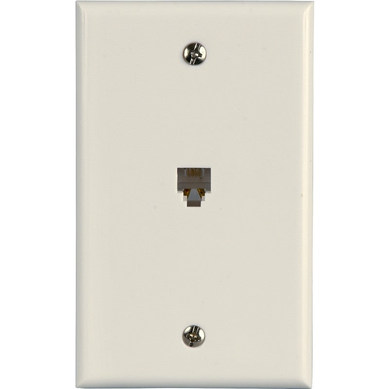 Zenith TW1001SW Telephone Wallplate, 4-1/2 in L, 2-3/4 in W, 1 -Gang, White