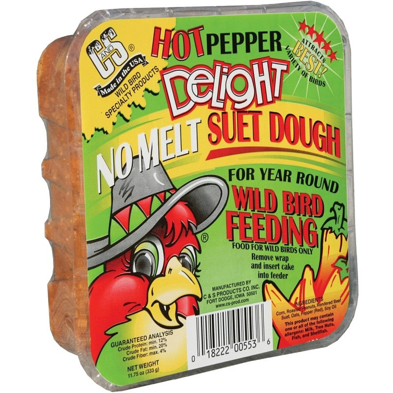 C&S No Melt Suet Dough Delights CS12553 Bird Suet, Hot Pepper Flavor, 11.75 oz (Pack of 12)