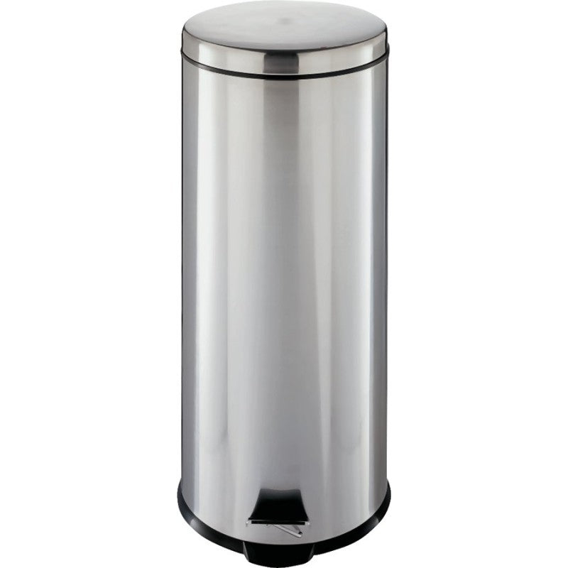 Simple Spaces LYP30F3-3L Trash Can, 7.93 gal Capacity, Plastic/Stainless Steel/Steel, Silver, Flat Lid Closure (Pack of 2)