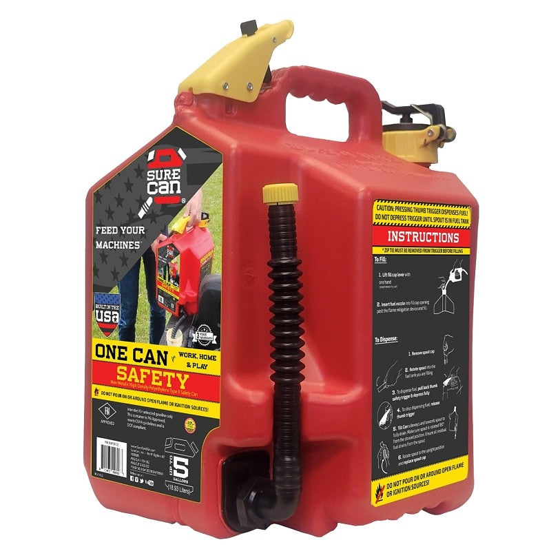 SUREcan SUR5SFG2 Safety Can, 5 gal Capacity, HDPE, Red