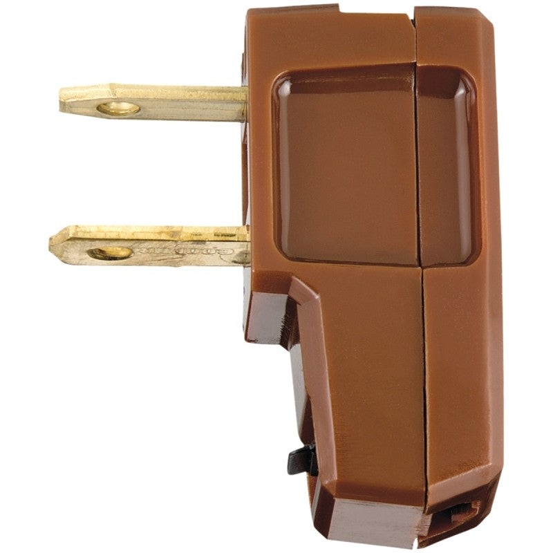 Eaton Wiring Devices BP2600-6B-L Electrical Plug, Polarized, 18 to 2 AWG, 2-Pole, 15 A, 125 V, NEMA: NEMA 1-15, Brown