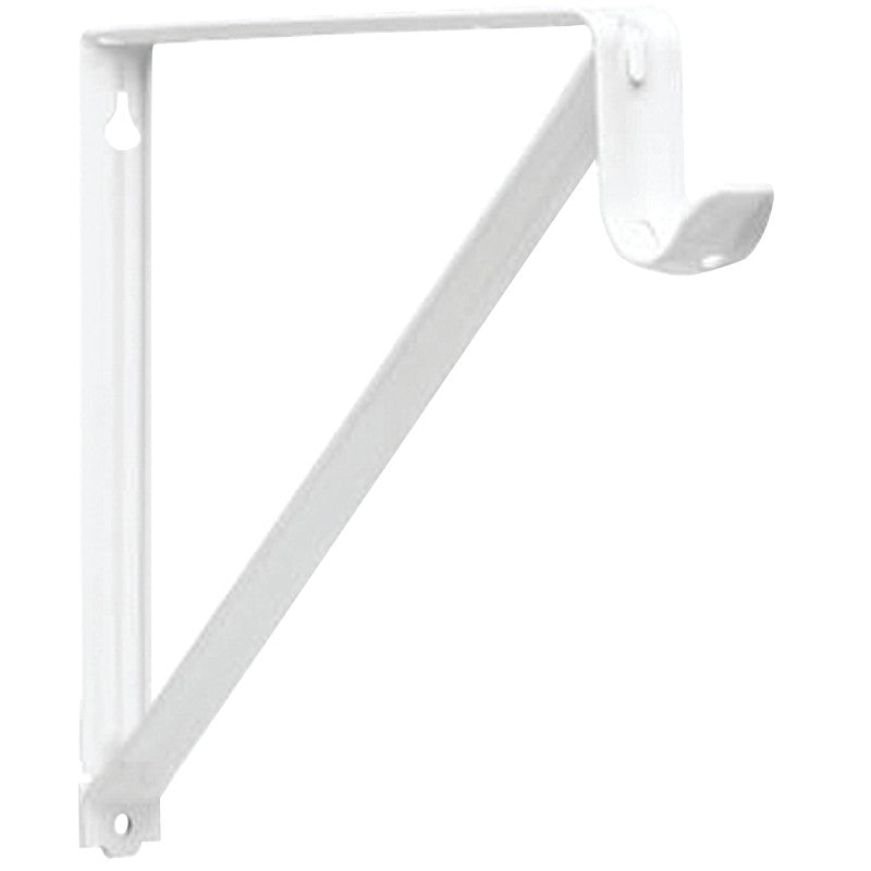 Knape & Vogt RP-0045-WT Shelf and Rod Bracket, 250 lb, 12 in L, 10 in H, Steel, Powder-Coated