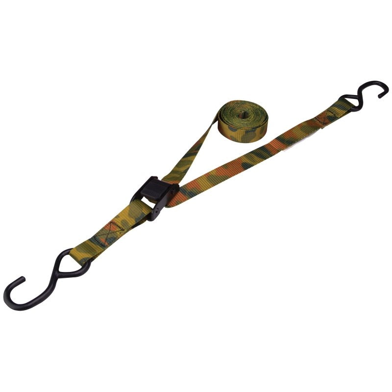 ProSource FH64068 Tie-Down, 1 in W, 10 ft L, Polyester Webbing, Metal Buckle, Camouflage, 400 lb, S-Hook End Fitting (Pack of 6)