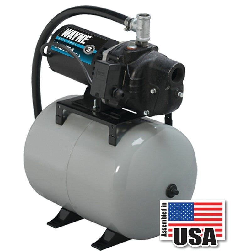 Wayne SWS50-8.5FX Jet Pump, 120/240 V, 0.5 hp, 1-1/4 in Suction, 3/4 in Discharge Connection, 25 ft Max Head