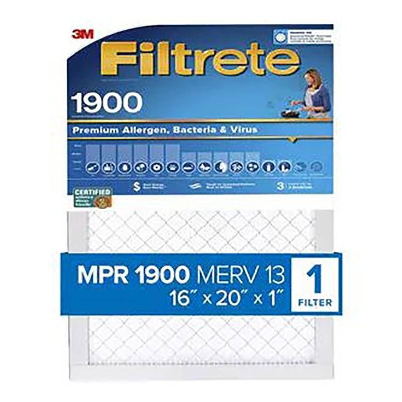 Filtrete UA00-4 Air Filter, 20 in L, 16 in W, 13 MERV, 1900 MPR, Polypropylene Frame (Pack of 4)