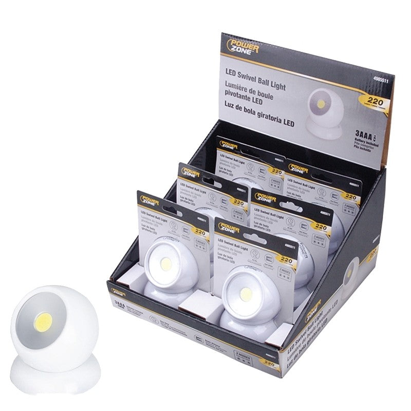 PowerZone 12621 Robot Light, AAA Battery, Alkaline Batteries Battery, LED Lamp, 220 Lumens, White (Pack of 6)