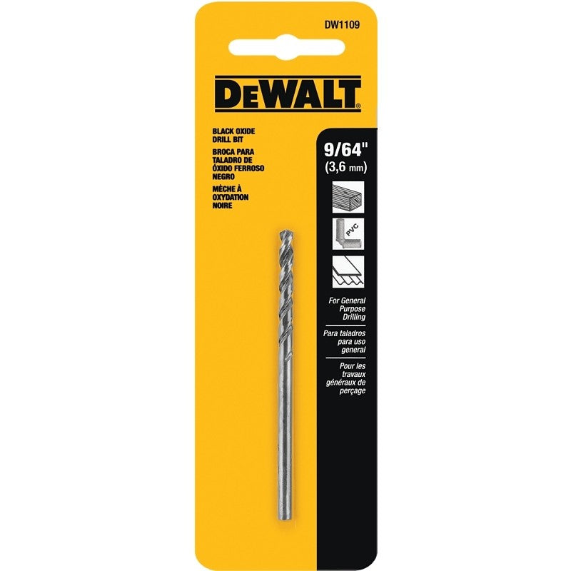 DEWALT DW1109 Jobber Drill Bit, 9/64 in Dia, 2-7/8 in OAL, Parabolic Flute, 9/64 in Dia Shank, Round Shank (Pack of 5)