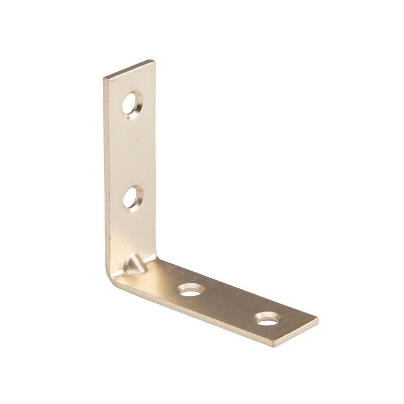 ProSource CB-S02-C4PS Corner Brace, 2 in L, 2 in W, 5/8 in H, Steel, Bright Brass, 1.8 mm Thick Material