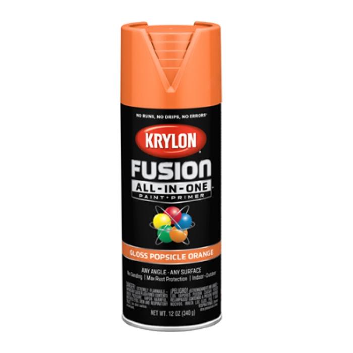 Krylon K02718007 Spray Paint, 12 oz Can, 25 sq-ft Coverage Area, Popsicle Orange, Exterior, Interior