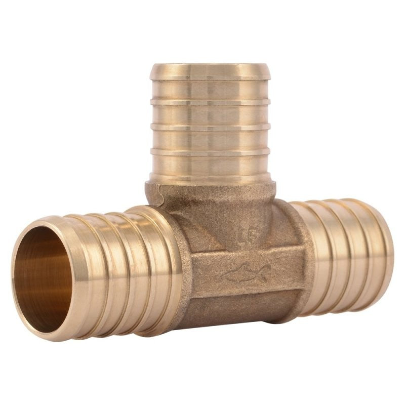 SharkBite UC374LF Pipe Tee, 1 in, Barb x Crimp, Brass, 80 to 160 psi Pressure