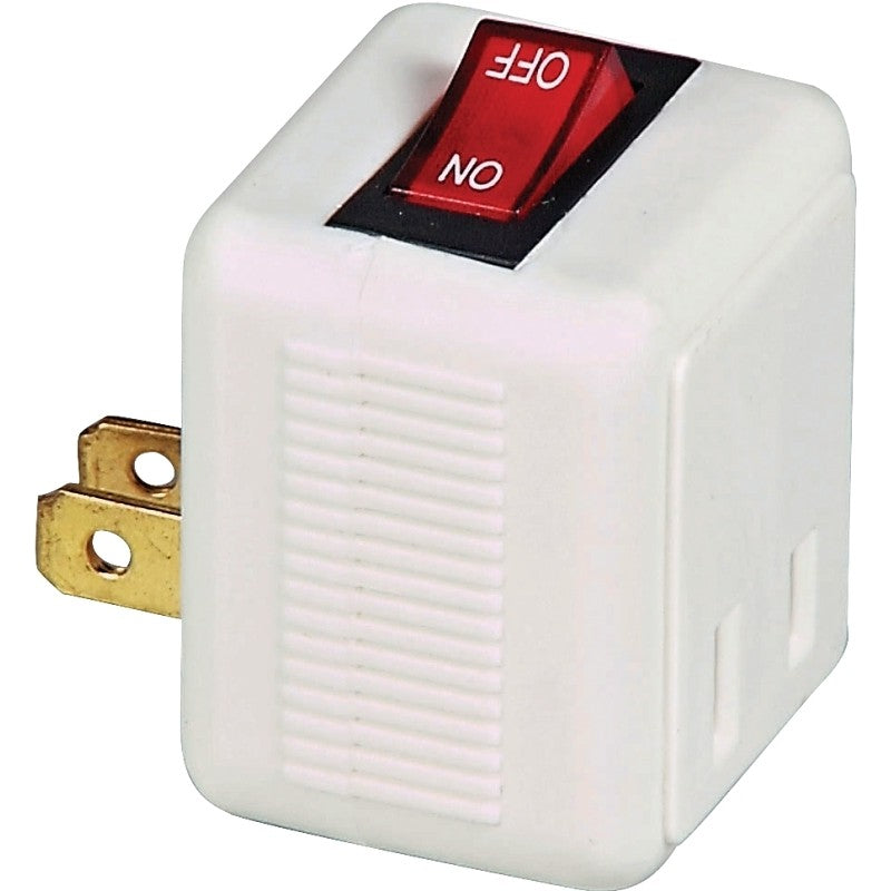 Eaton Cooper Wiring BP4404W Plug In Switch, 2 -Pole, 15 A, 120 V, 1 -Outlet, White