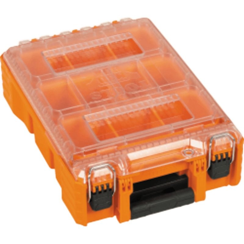 Klein Tools MODbox 54808MB Half Width Tall Component Box, 20 lb, 4-Compartment, Polymer, Orange