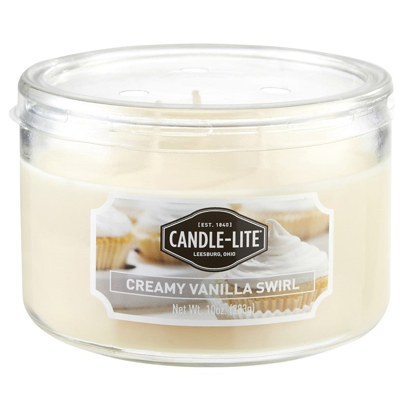 Candle-Lite 1879553 Scented Candle, Creamy Vanilla Swirl Fragrance, Ivory Candle (Pack of 4)