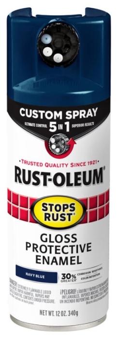 Rust-Oleum 376904 5-In-1 Enamel Paint, Gloss, Navy Blue, 12 oz, Aerosol Can