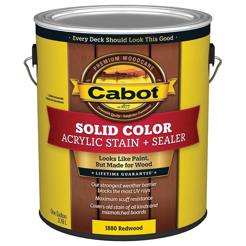 Cabot 1800 Series 140.0001880.007 Solid Color Decking Stain, Low-Lustre, Redwood, Liquid, 1 gal, Can (Pack of 4)