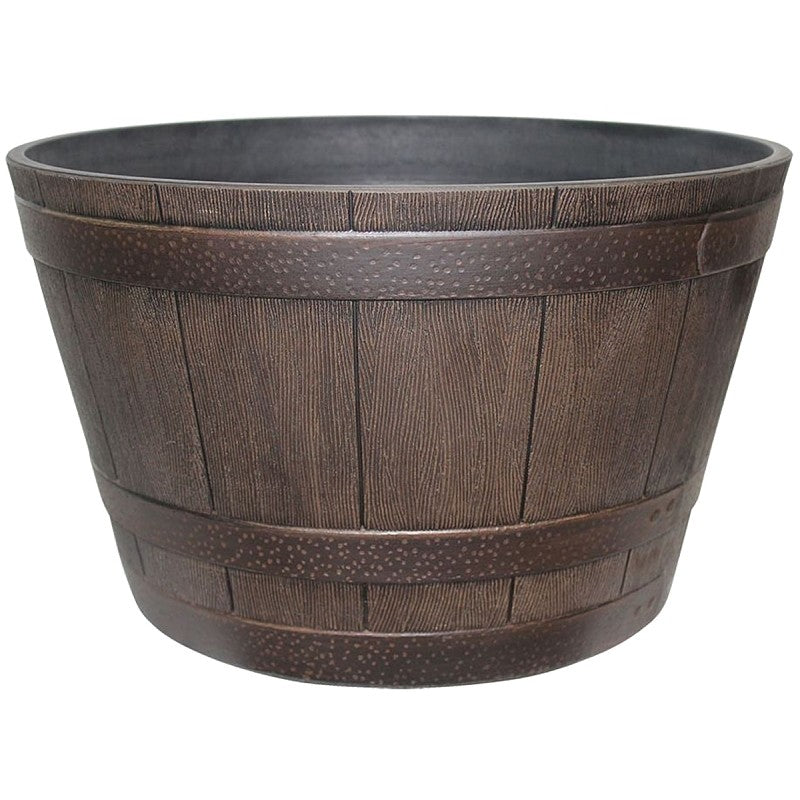 Southern Patio HDR-055464 Planter, 13.04 in H, 22.24 in W, 22.24 in D, Round, Whiskey Barrel Design, Resin