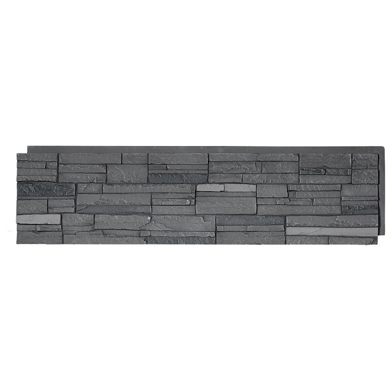 DuraKwik Stone 310VAP Siding Panel, 13 in L, 48 in W, 2 in Thick, Interlocking Edge, Stacked Stone Profile, Volcano Ash