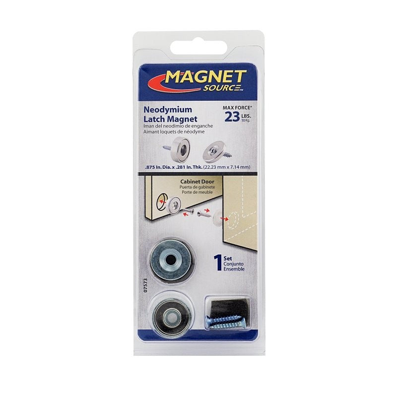 Magnet Source 07573 Latch Magnet Kit, 7/8 in W, Steel, Zinc