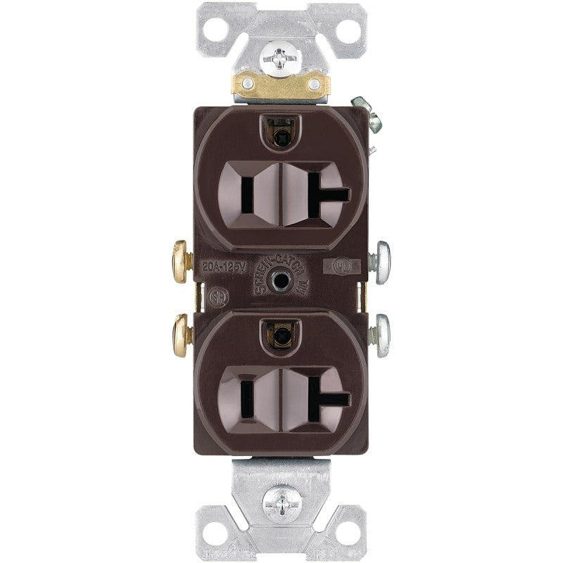 Eaton Wiring Devices CR20B Duplex Receptacle, 2 -Pole, 20 A, 125 V, Side Wiring, NEMA: 5-20R, Brown
