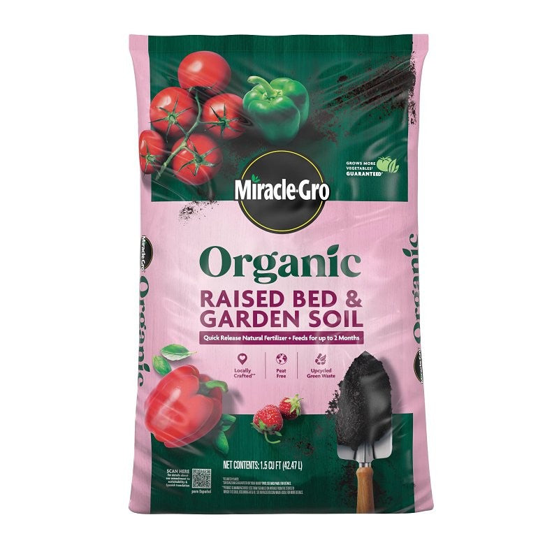 Miracle-Gro Organic Series 74059430 Raised Bed and Garden Soil, 1.5 cu-ft Bag