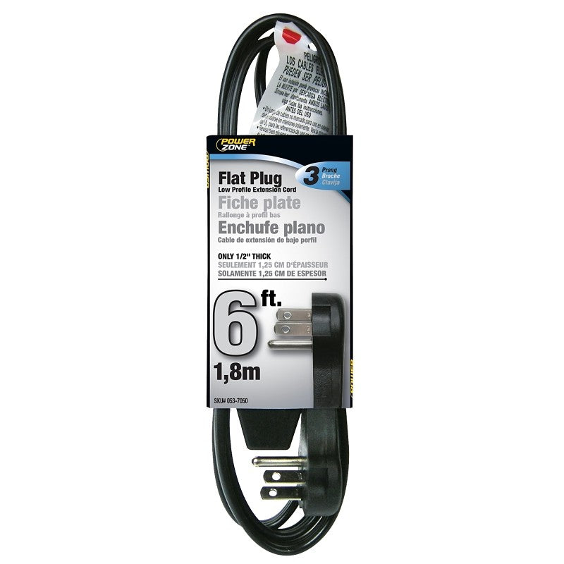 PowerZone OR932606 Extension Cord, 16 AWG Cable, 5-15P Grounded Plug, 5-15R Grounded Receptacle, 6 ft L, 125 V