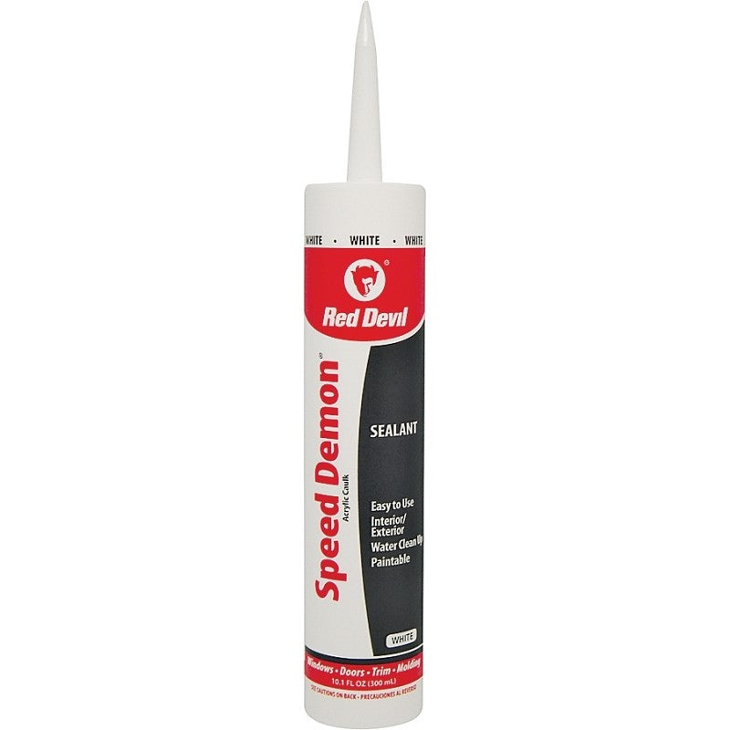 Red Devil SPEED DEMON 0736 General-Purpose Acrylic Caulk, White, 40 to 90 deg F, 10.1 fl-oz Cartridge