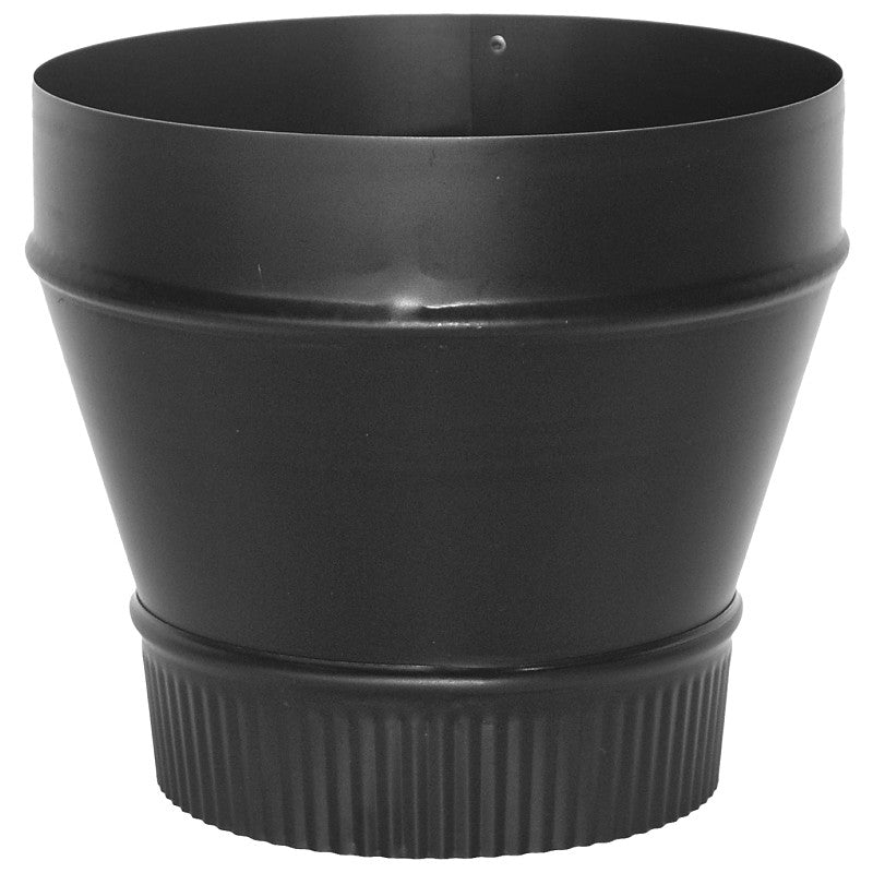 Imperial BM0074 Stove Pipe Reducer, 6 x 4 in, Crimp, 24 ga Thick Wall, Black, Matte