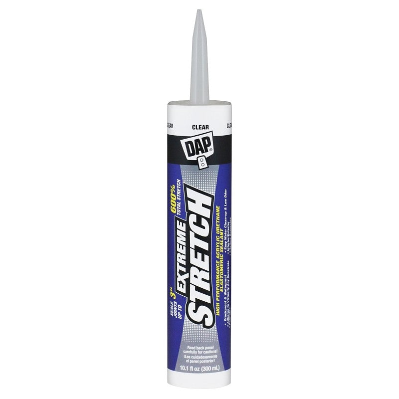DAP EXTREME STRETCH 7079818716 Acrylic Urethane Premium Elastomeric Sealant, Clear, 40 to 100 deg F, 10.1 fl-oz (Pack of 12)
