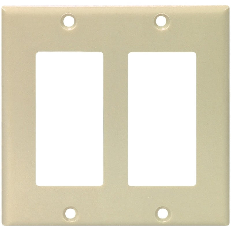 Eaton Cooper Wiring 2152 2152V-BOX Wallplate, 4-1/2 in L, 4.56 in W, 2 -Gang, Thermoset, Ivory, High-Gloss