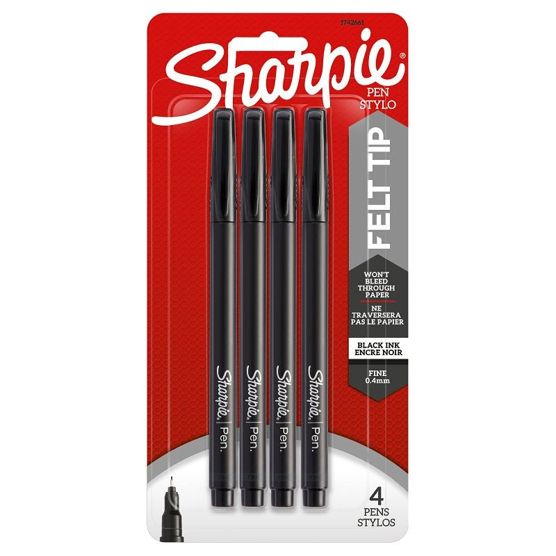 Sharpie 1742661 Pen, 0.4 mm, Felt, Fine, Black, Contoured