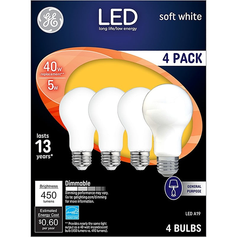 GE Industrial Solutions 93098311 LED Bulb, General Purpose, 450 Lumens, 5 W, A19 Lamp, 40 W Equivalent, Medium Lamp Base