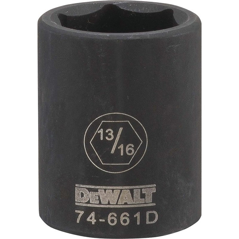 DEWALT DWMT74661OSP Impact Socket, 13/16 in Socket, 1/2 in Drive, 6-Point, CR-440 Steel, Black Oxide