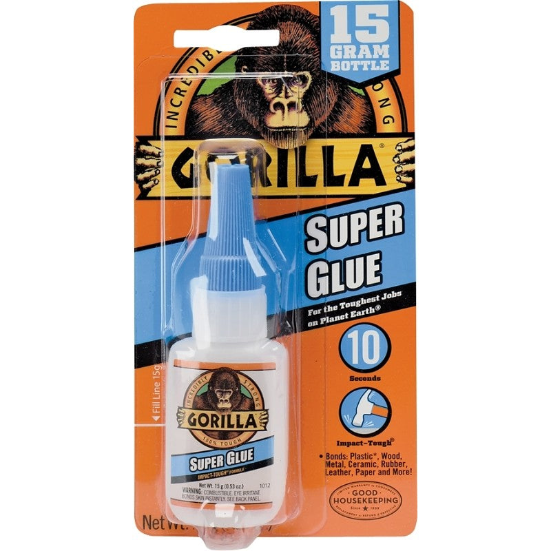 Gorilla 7805009 Super Glue, Straw/White Water, Liquid, Irritating, 15 g