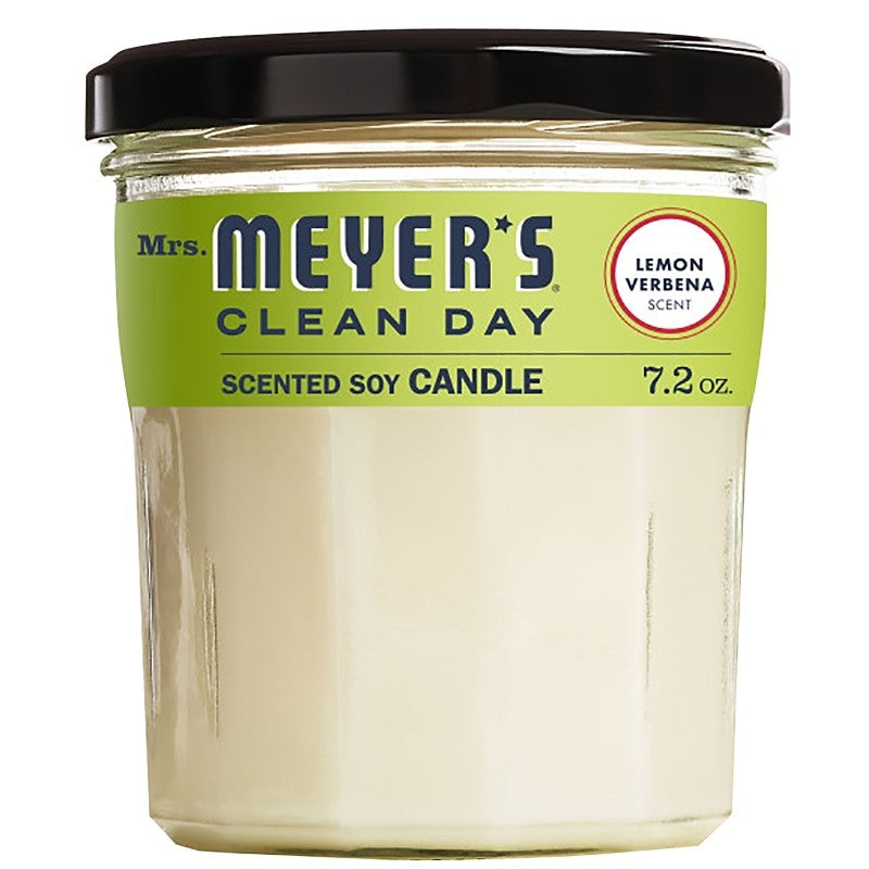 Mrs. Meyer's 42116 Soy Candle, Lemon Verbena Fragrance, 35 hr Burning, White Candle